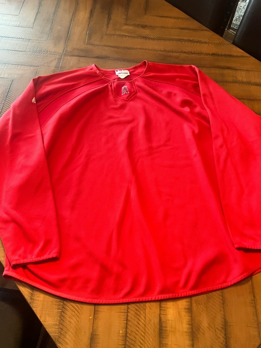 Majestic Red Athletic Tee with Mesh Panels